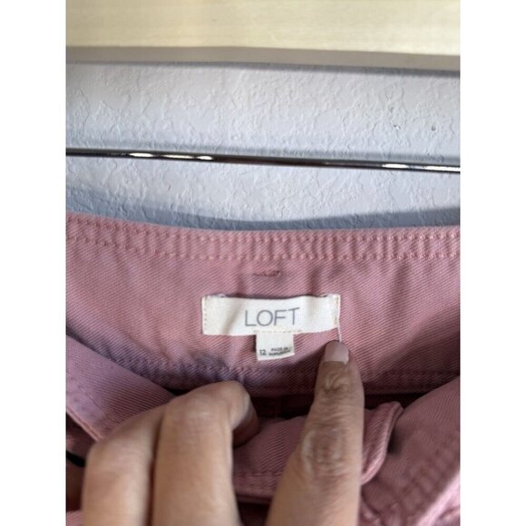 Loft Tie Waist Straight Pants Pleat Front High Rise Pink Casual Women’s‎ Size 12 - Picture 10 of 11